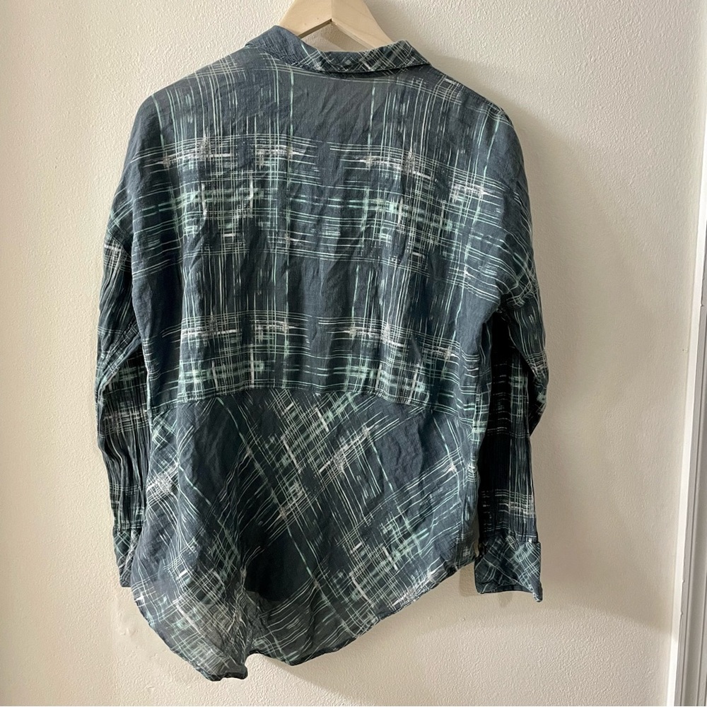 FREE PEOPLE Blue and Turquoise Button Down Blouse - Picture 6 of 6